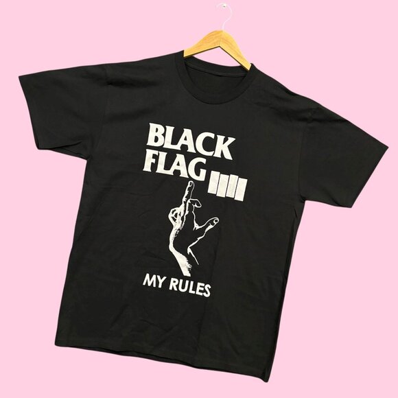 Black Flag Everything Went Black My Rules Punk Rock Band Tee L - Picture 3 of 4